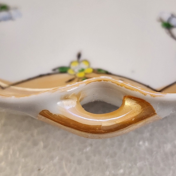 Vtg Peach Lusterware Hand Painted Floral Bowl - Picture 13 of 16